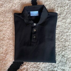 Lanvin Enfant Logo Embroidered Pique Polo Shirt